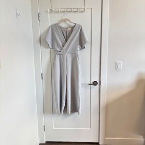Leith Wide Leg Jumpsuit Small Light Gray